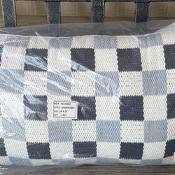 New Outdoor 14 x 24 rectangular lumbar throw pillow, checkered