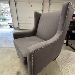 Grey Sturdy Wingback Accent Armchair