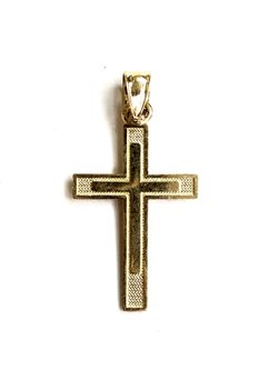 Classic cross pendant 14K FINE JEWELRY YELLOW REAL GOLD .