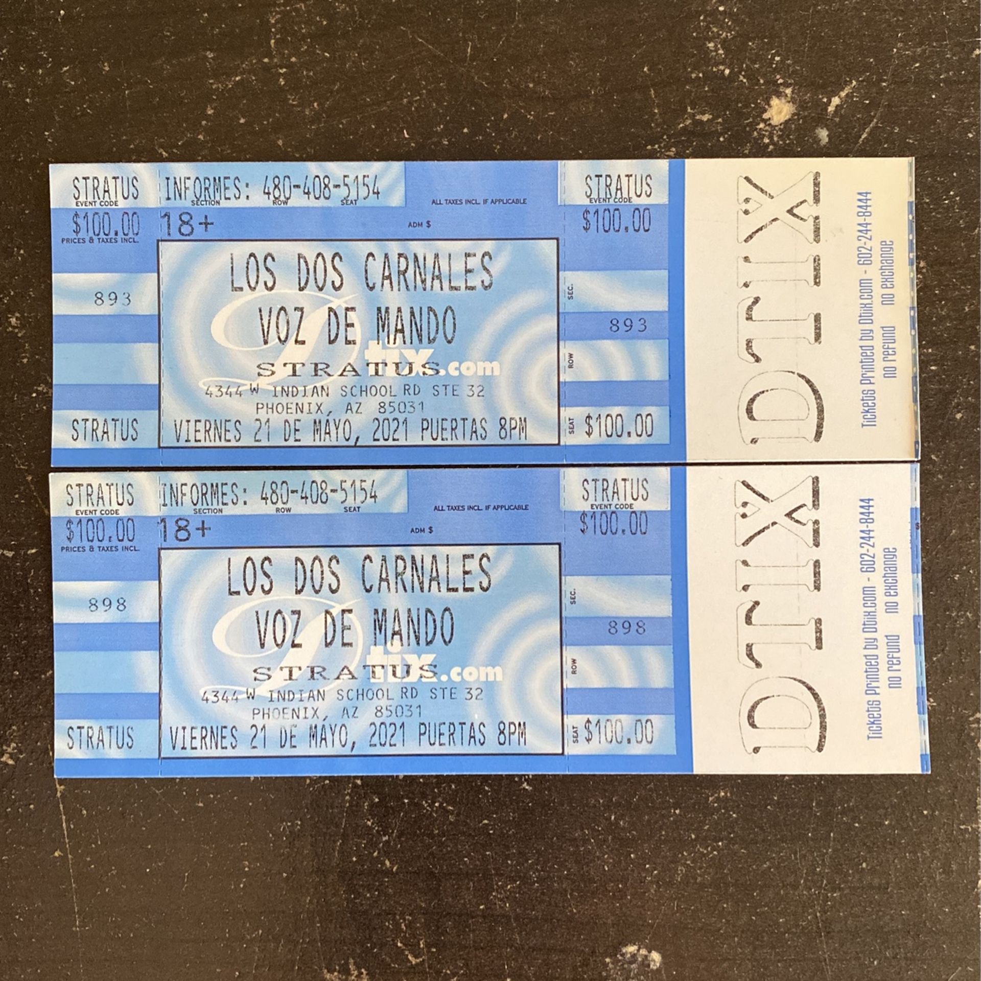 2 Tickets Para Los Dos Carnales 5/21/2021