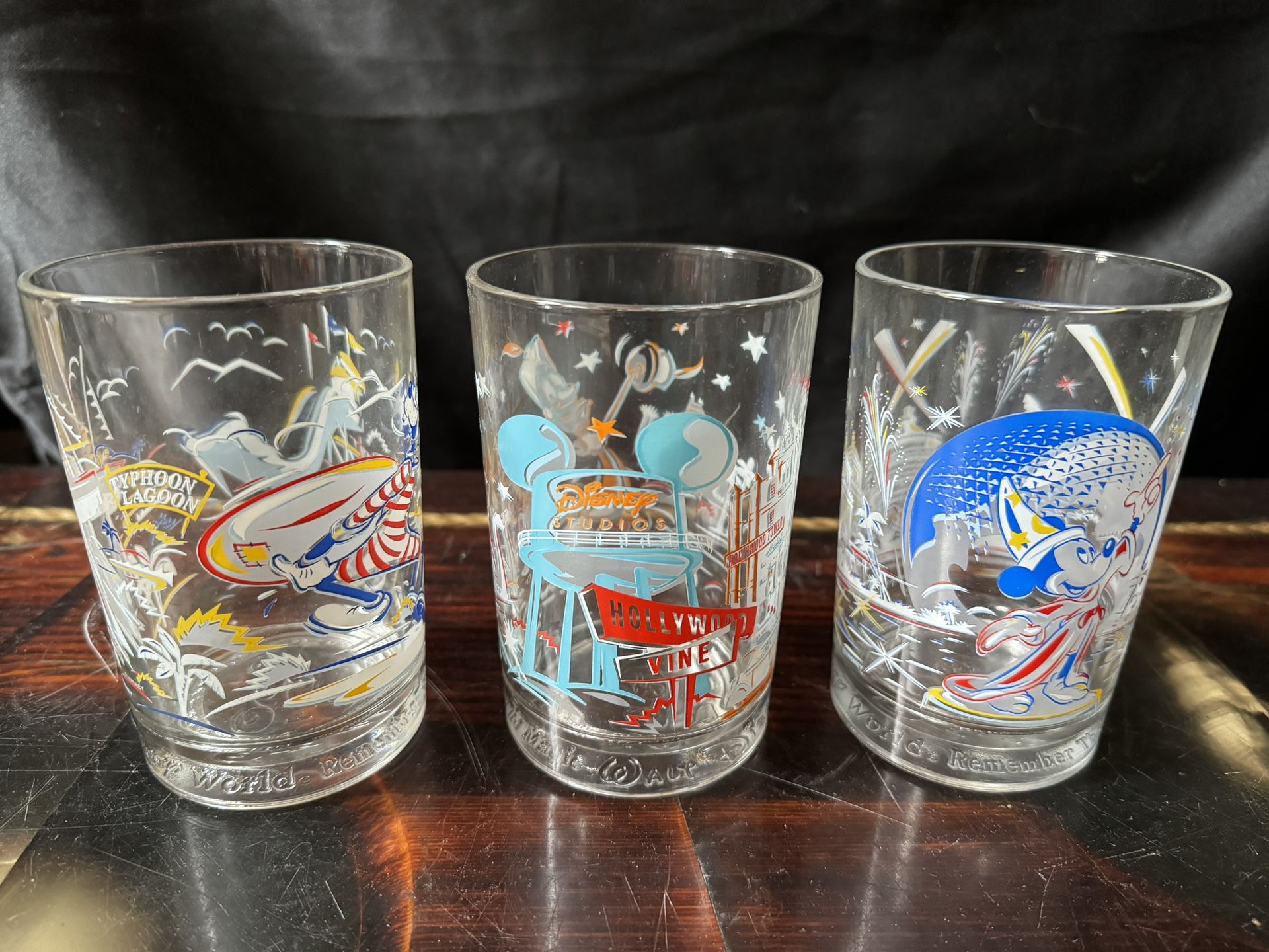 Walt Disney World Remember the Magic Mickey Mouse Glass Set McDonald's 25 Years Set of 3