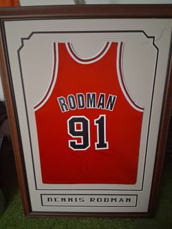 Dennis Rodman #91 Framed Signed Jersey
