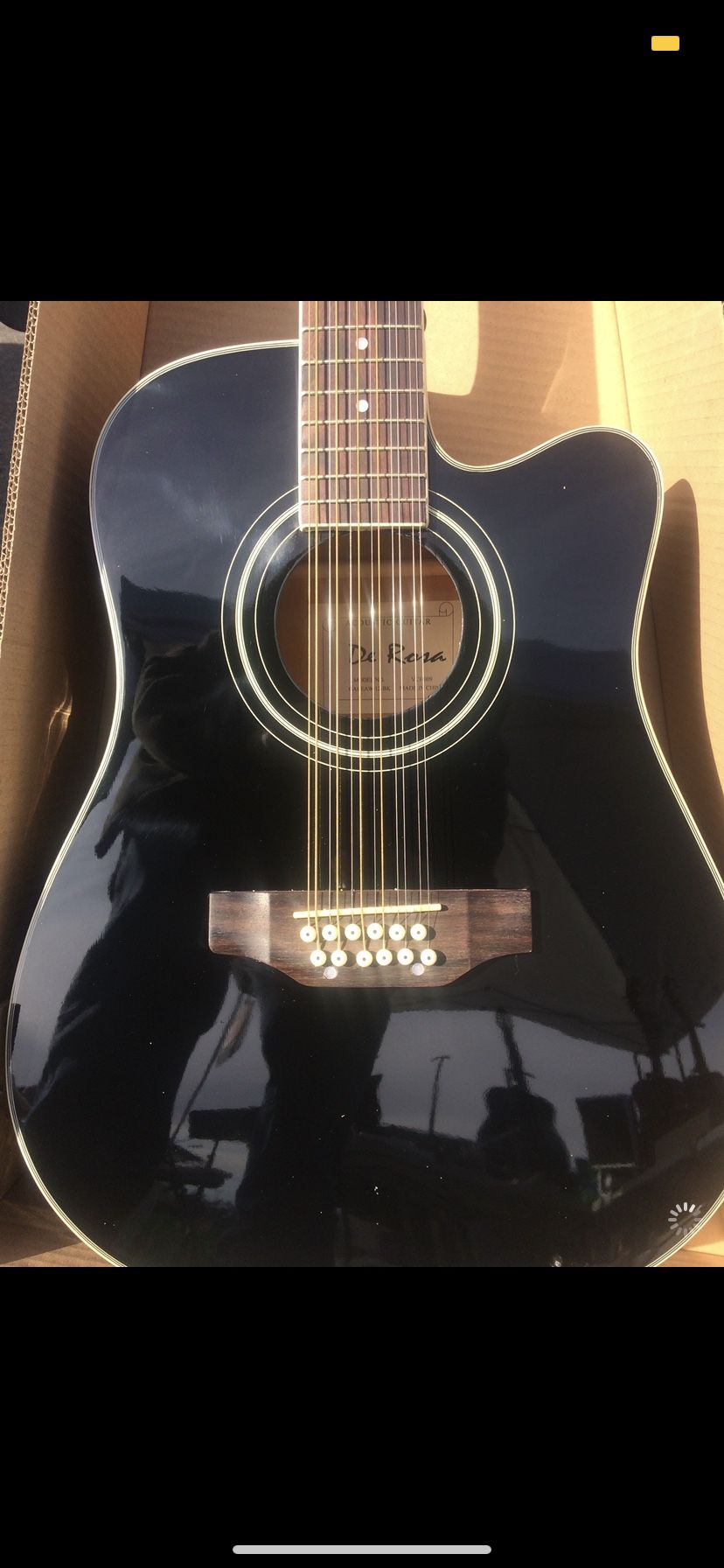 Beautiful Black 12 String Acoustic Electric Guitar NEW