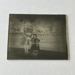 Antique Glass Plate Negative Children Early 1900s 5 X 4 Inch