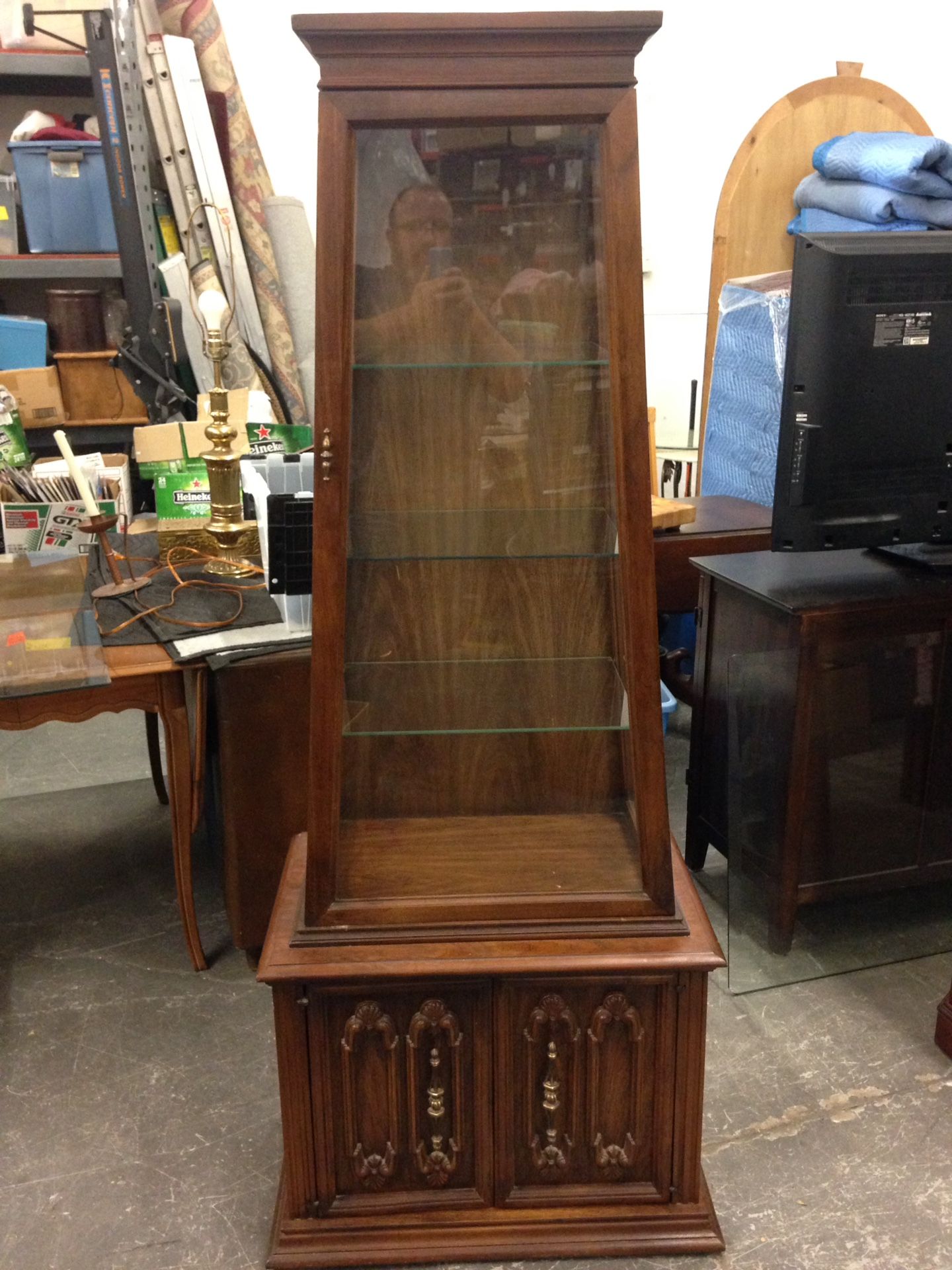Retro Pyramid Shaped Curio Display Cabinet