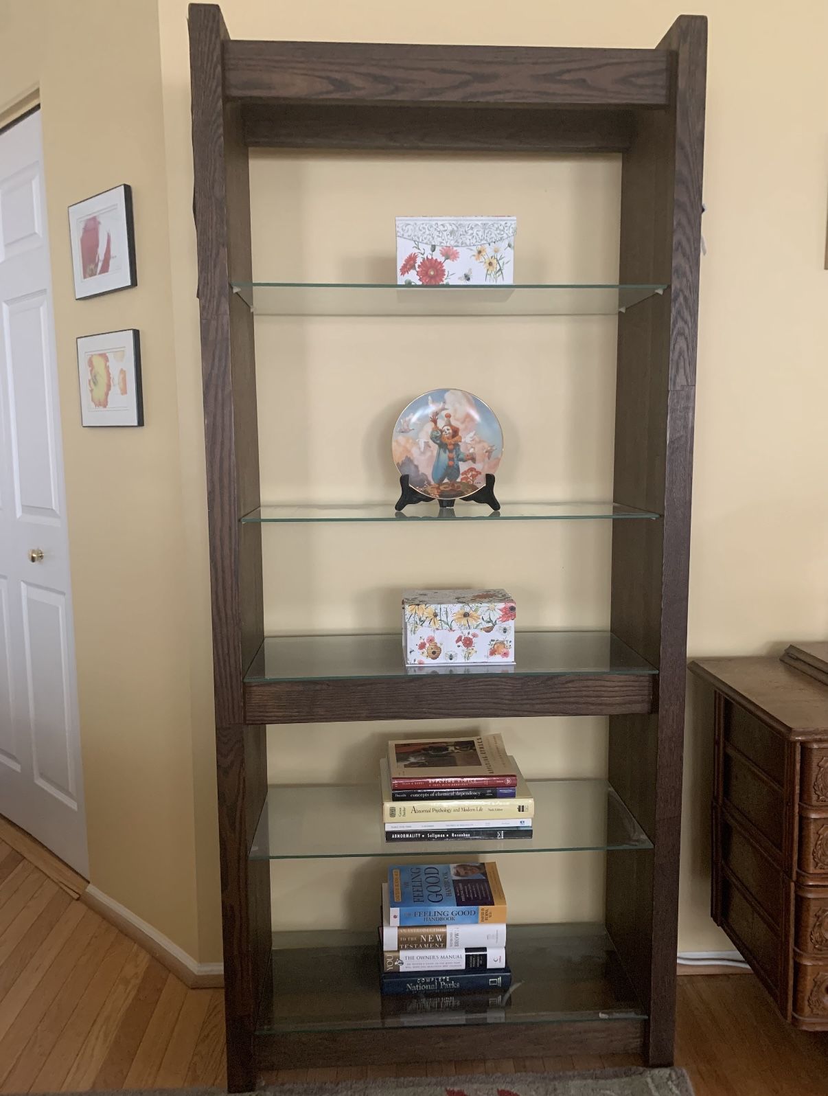 Walnut Bookshelf, The With Glass shelves