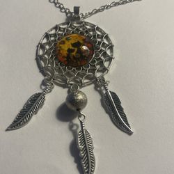 Dream Catcher Black Cat Cabochon Necklace 