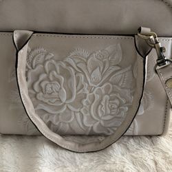White leather bag