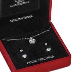 ❤️ Heart Halo Pendant Necklace Silver