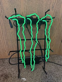 Vintage Original Monster Energy M Claw Green Neon Sign. 22”x16”. Commercial