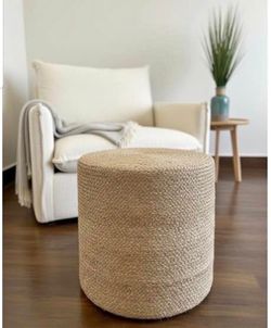 Hand Knitted Traditional Cord Boho Ottoman for Living Room 16"x16"x16"
