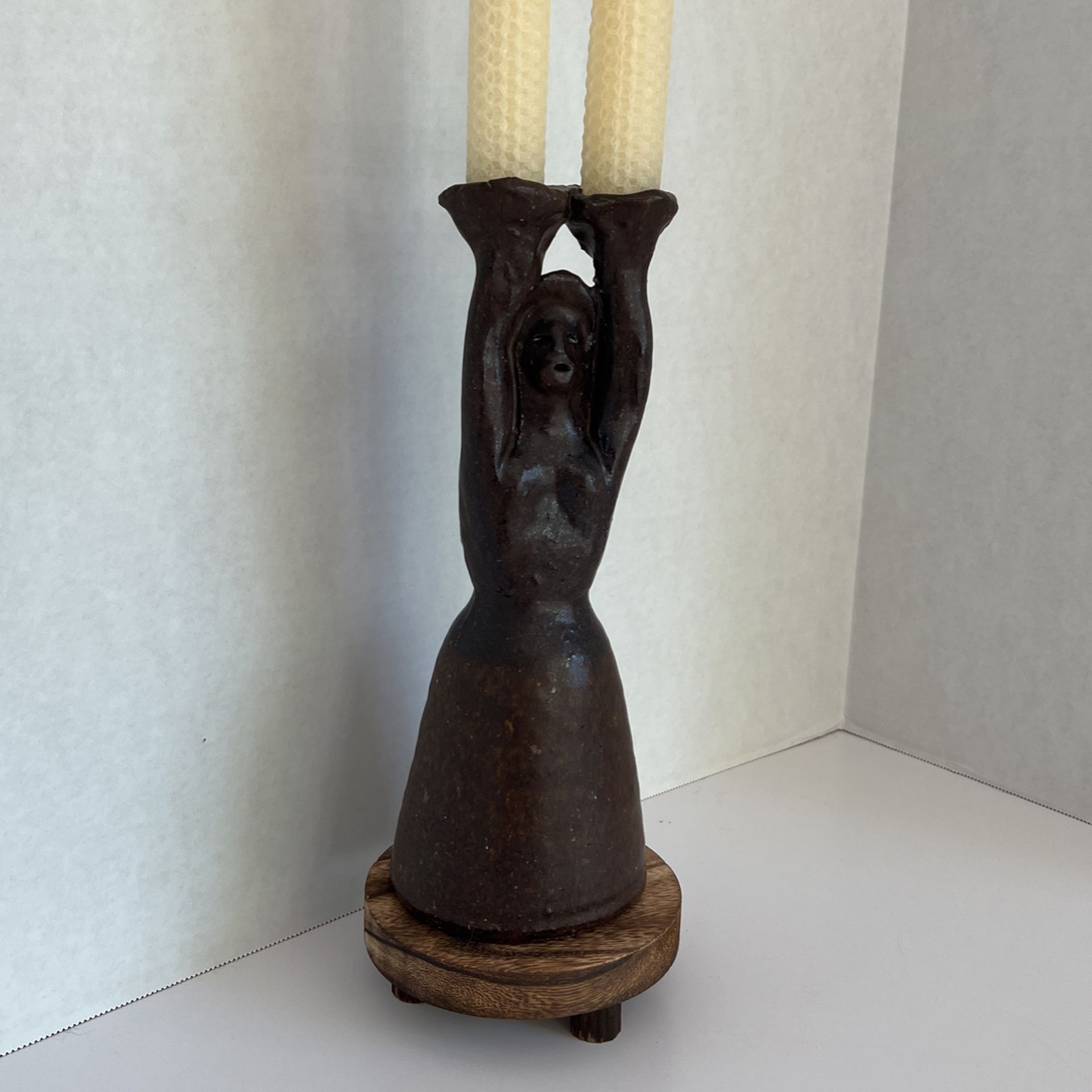 Pottery Goddess Candle Holder
