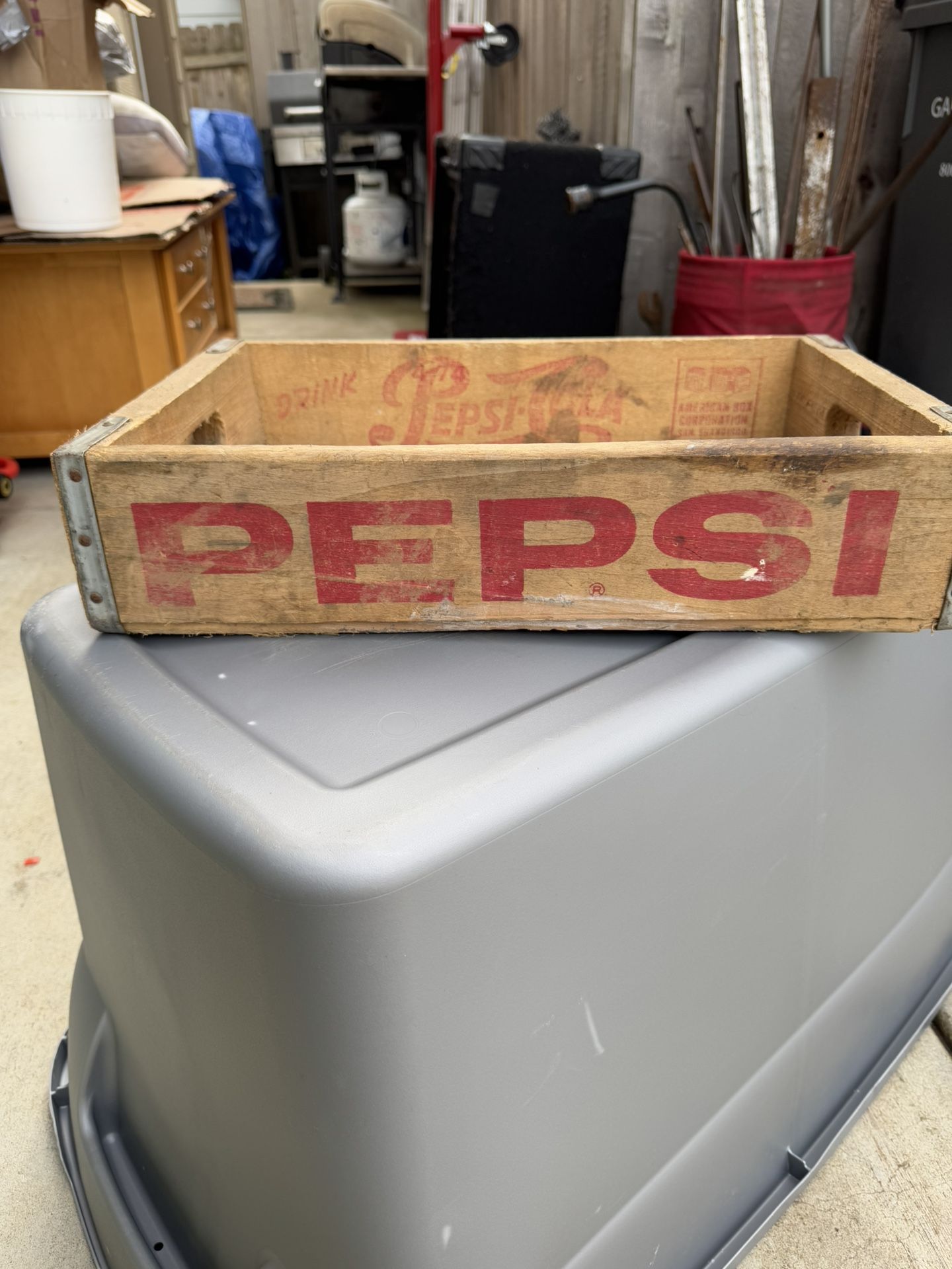 VTG Old 1964? DRINK PEPSI-COLA DIVIDED Wooden Pop Crate Carrier Wood Box Case