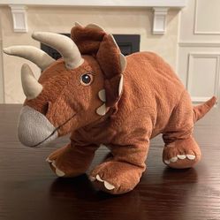 JÄTTELIK Soft toy, dinosaur/dinosaur/triceratops Reddish brown 18” long EUC 
