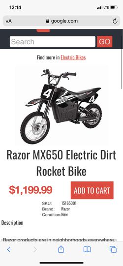 Razor Electric Rocket Dirt Bike NEW