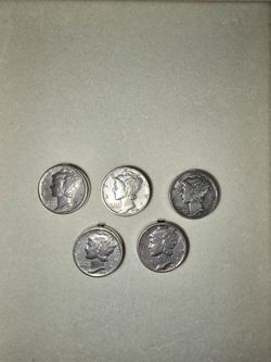 5 Mercury Liberty Silver Dime Handcrafted Button Covers