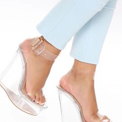 Fashionnova Clear Wedge Heels 