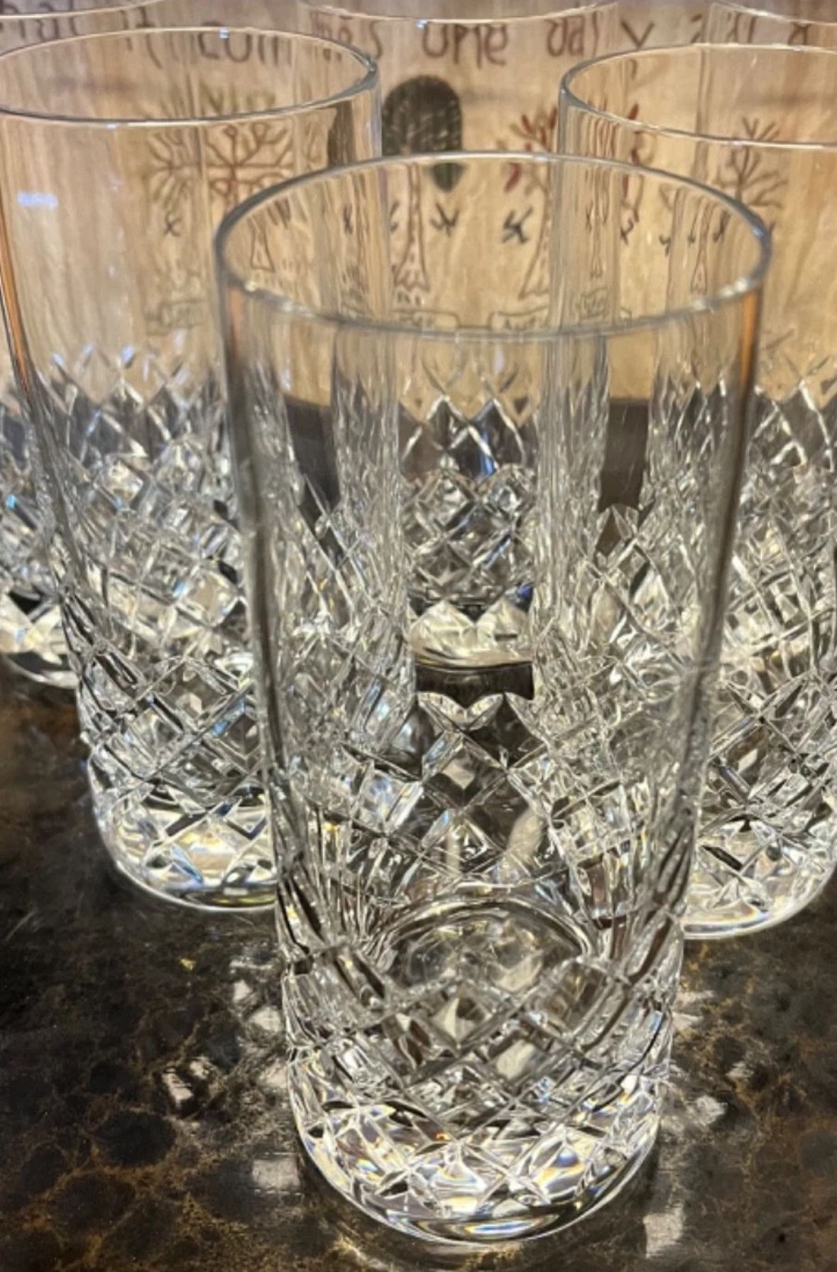set of 6 Set  of 6 highball  Ceskci Crystal Canterbury Highball Glass Tumblers