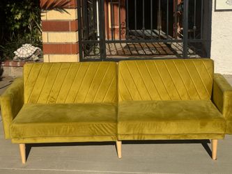 Velvet Modern Folding Futon Sofa Bed with Arm Rests. Priced to sell.