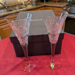 "NIB" Waterford Hearts Wedding  Heirloom" Champagne  Flutes "Valentine's Day Gift"s
