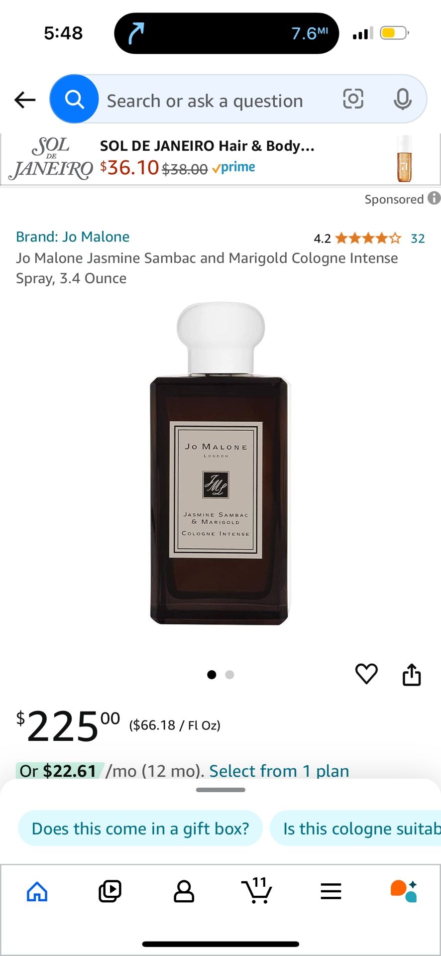 Jo Malone Ginger Biscuit Cologne 3.4 FL (100ML)