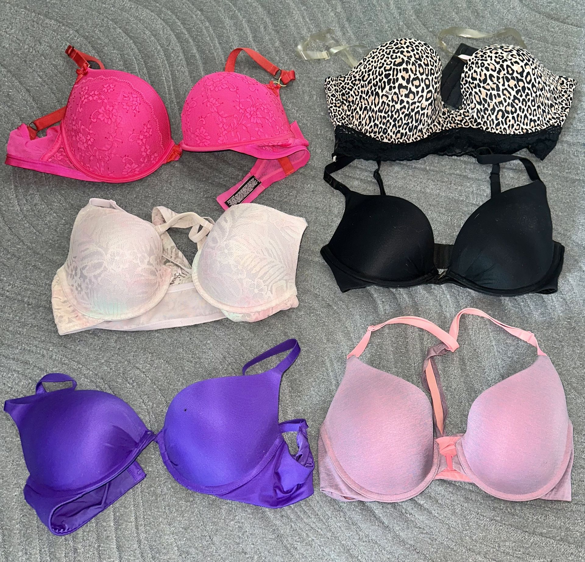 Six Victoria’s Secret Bras With Different Clasp In The Front In The Back