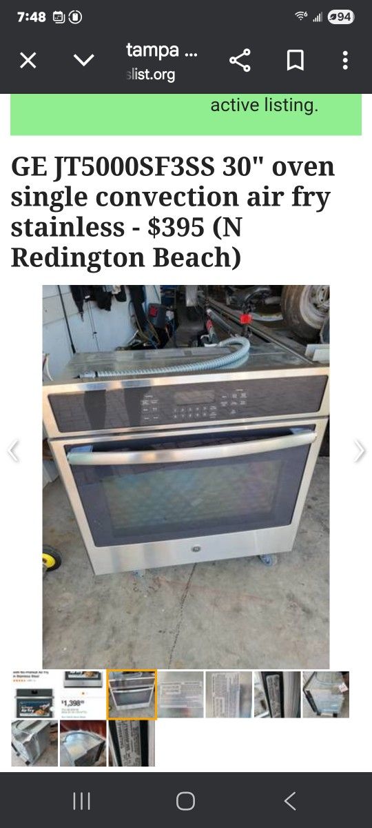 GE convection air fry stainless steel oven
