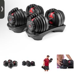 Pair Bowflex Dumbbells 5-52 Lbs