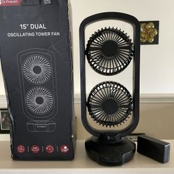 Dr. Prepare Tower Fan Oscillating Fan, Portable USB Desk Fan with 270° Tilt, 3 S