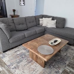 Gray sectional couch 115" x 87"