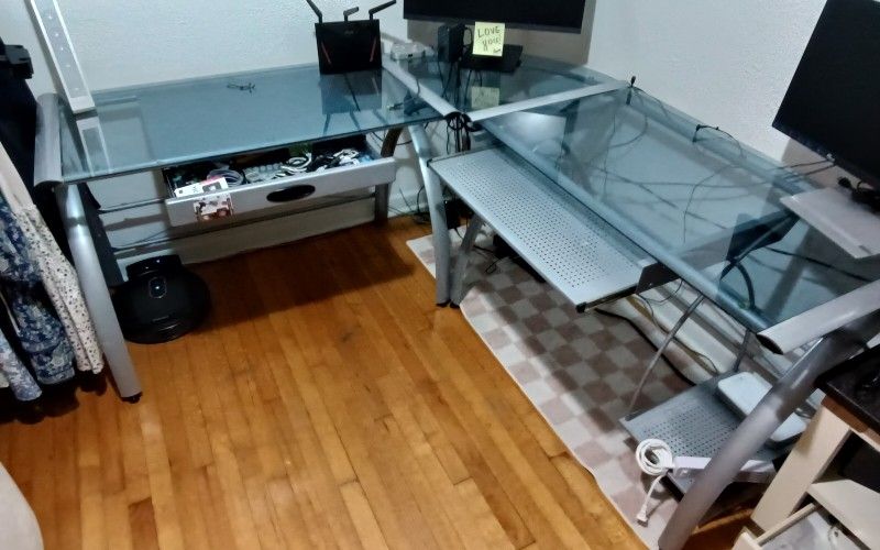 L-Shape Glass Desk