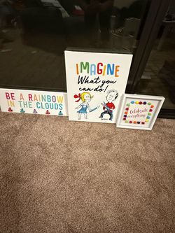 Set of 3 Colorful Inspirational Wall Signs