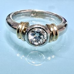 ❤️ 14K Two-Tone Gold & Diamond Solitaire Friendship Ring