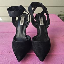 Steve Madden Yasir Black Suede Ankle Strap Heels