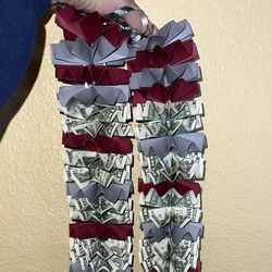 Burgundy Grey Graduation Money Lei