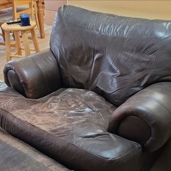 Leather chair and matching ottoman