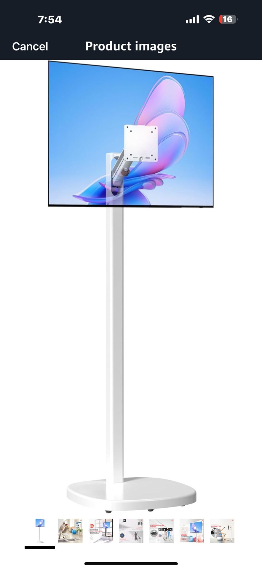 CTA Digital Ergonomic Floor Stand for Monitors & TV’s Up to 35-inches & 22 lbs - Mobile Healthcare Grade with Anti-Knockdown Base & Height Adjustabili