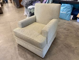 Striped Pistachio Deep-Seated Square Arm Accent Chair