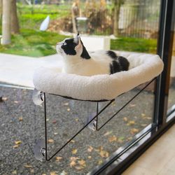 Cat Window Perch with Metal Support & Cozy Bed