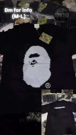 Black bape big white print on front and lettering on back