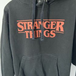 Cotton Heritage Stranger Things Unisex Size M Black Pullover Hoodie Sweat Shirt 
