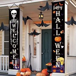 Halloween Decorations Outdoor Indoor, Halloween Decor, Wellcome Banners Porch Signs for Front Door Outside Yard Garland Party Supplies