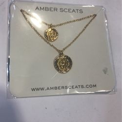 Amber Sceats Double Coin Necklace Brand New SEALED MSRP $50