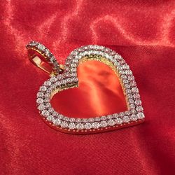 10k Yellow Gold Heart Shaped Diamond Memory Pendant 0.50 ctw 