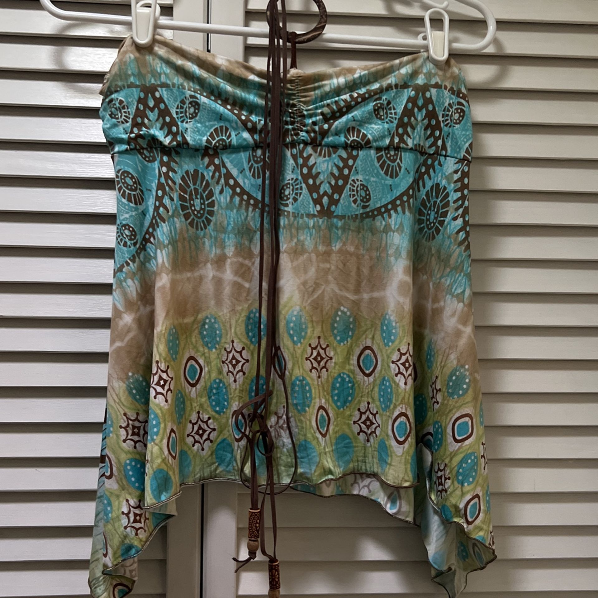 Soft Comfy Leather Strapped Halter W/ Beads- Beautiful! Size Medium