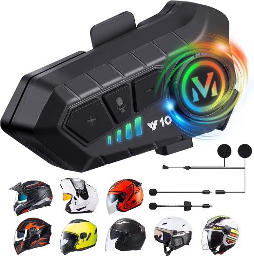 FEYA Motorcycle Helmet Speakers, Helmet Headphone
High Battery Life IPX6 Automatic Answer/Call Music Control Intelligent Noise Wake up Siri 2 Differen