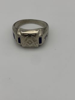 Freemason Ring 10K White Gold Size 11