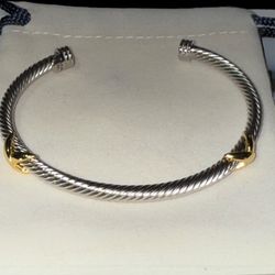 David Yurman 5mm With Sterling Silver And 750 Gold Accents On Bracelet 