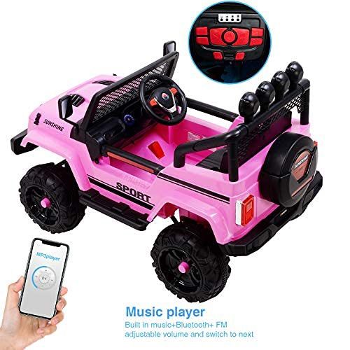 💕💕!!BRAND NEW 12V LUXURY REMOTE CONTROL Electric Ride On Car Power Wheels Big Kid Jeep Sport with FM RADIO, colorful LED light bar and Bluetooth