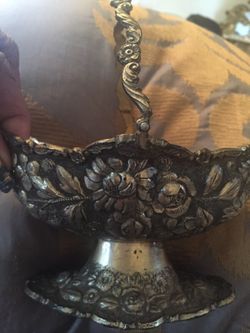 Antique plated ornate floreated basket